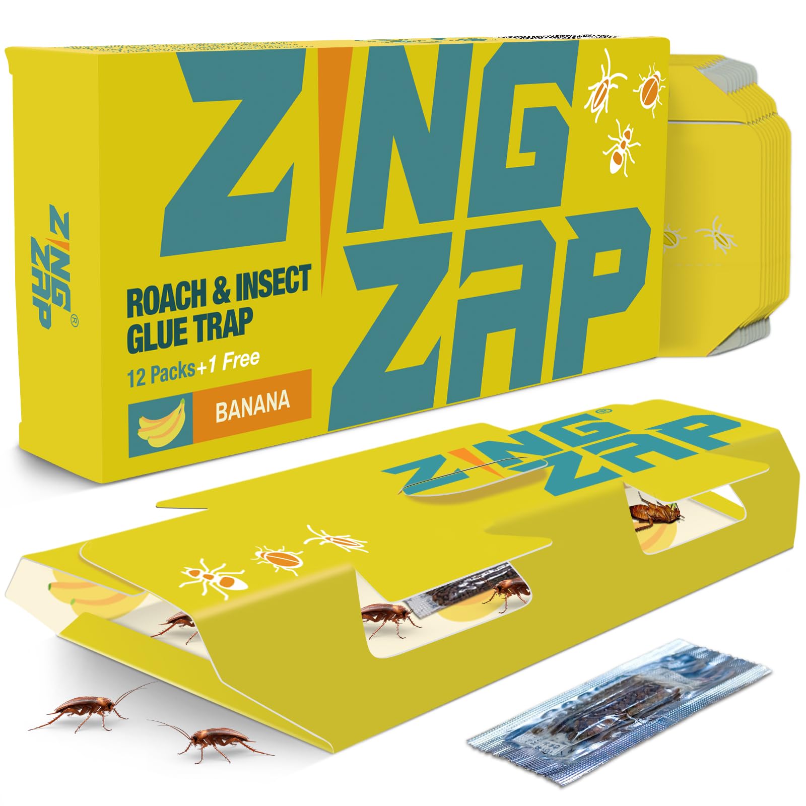 Amazon.com : ZingZap Roach Glue Trap Banana Scented 13 Pack with